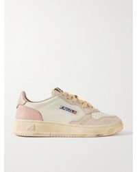 Autry - Super Vintage Distressed Paneled Leather Sneakers - Lyst