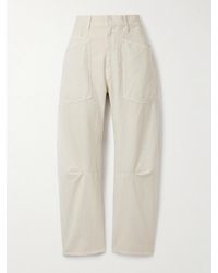 Nili Lotan - Shon Cotton And Linen-Blend Twill Tapered Pants - Lyst
