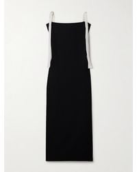 The Row - Giuliessa Silk Organza-Trimmed Wool-Twill Midi Dress - Lyst