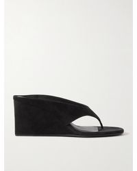 Alaïa - Satin Wedge Thong Mules - Lyst