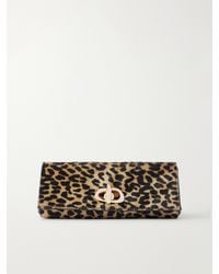 Amanu - The Tanzania Leopard-Print Leather-Trimmed Calf-Hair Clutch - Lyst