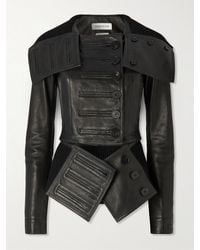 McQueen - Exaggerated Buttonhole Leather Jacket - Lyst