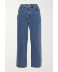 SLVRLAKE Denim + Net Sustain London Cropped High-rise Straight-leg Jeans - Blue