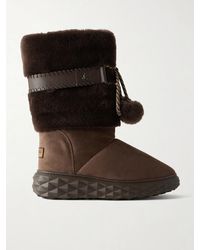 Jimmy Choo - Shearling-Trimmed Suede Knee Boots - Lyst