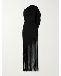 Faithfull the Brand - Bijou One-Shoulder Fringed Draped Stretch Recycled-Crepe Dress - Lyst