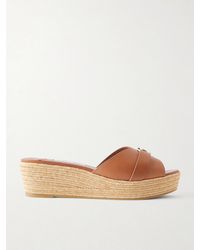 Jimmy Choo - Leda Logo-Embellished Leather Platform Espadrilles - Lyst