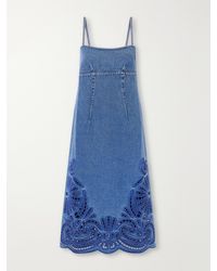Ulla Johnson - The Jane Eyelet Broderie Anglaise Denim Midi Dress - Lyst