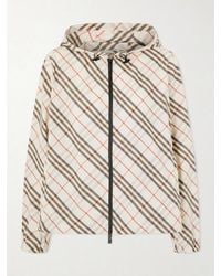 Burberry - Checked Hooded Shell Jacket - Lyst