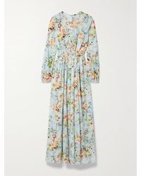 Adam Lippes - Pleated Floral-Print Cotton-Voile Maxi Dress - Lyst