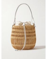 Muuñ - Minette Leather-Trimmed Woven Straw Bucket Bag - Lyst