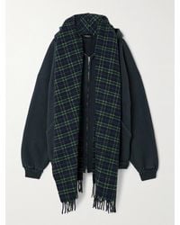 Balenciaga - Hoodie Aus Jersey Aus Einer Baumwollmischung Mit Besatz Aus Einer Karierten Wollmischung - Lyst