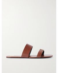Saint Laurent - Babylone Cassandre-Embellished Leather Slides - Lyst