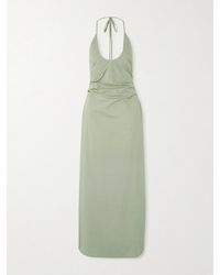SIR. - Martina Gathered Cotton-Poplin Halterneck Maxi Dress - Lyst