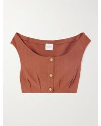 LeKasha - Tamra Cropped Organic Linen-Gauze Top - Lyst