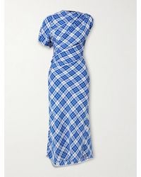 Proenza Schouler - Hallie Ruched Checked Twill Midi Dress - Lyst
