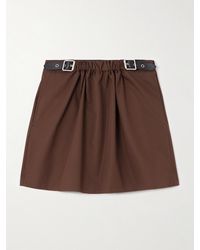 Loewe - Minirock Aus Twill Aus Einer Baumwoll-Seidenmischung Mit Lederbesätzen - Lyst