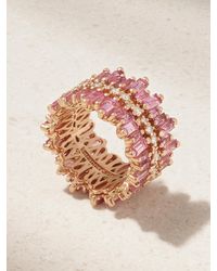 Suzanne Kalan - Triple Row Eternity 18-Karat Rose, Sapphire And Diamond Ring - Lyst