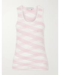 Stella McCartney - Striped Mesh-Paneled Cotton-Blend Tank Top - Lyst