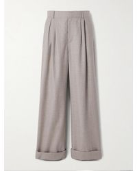 Loulou de Saison - Davy Pleated Mélange Wool And Silk-Blend Dupioni Wide-Leg Pants - Lyst