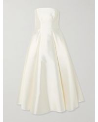 Halfpenny London - Strapless Pleated Mikado Midi Dress - Lyst