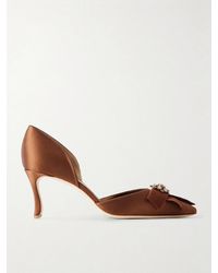 Manolo Blahnik - Apidosa 70 Bow-Detailed Crystal-Embellished Satin Pumps - Lyst