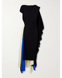 Loewe - Asymmetric Draped Crepe-Jersey Midi Dress - Lyst