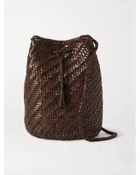 Dragon Diffusion - Pom Pom Double Jump Beuteltasche Aus Geflochtenem Leder - Lyst