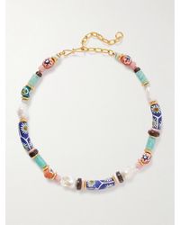 Lizzie Fortunato - Souvenir-Plated, -Stone And Bone Beaded Necklace - Lyst