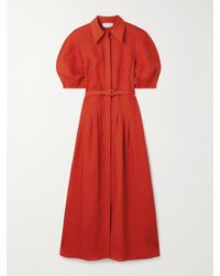 Gabriela Hearst - Maude Belted Linen Midi Shirt Dress - Lyst