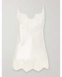 Carine Gilson - Lace-Trimmed Silk-Satin Camisole - Lyst