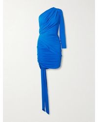 Alex Perry - One-Sleeve Ruched Stretch Recycled Crepe-Jersey Mini Dress - Lyst