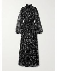 Dolce & Gabbana - Maxikleid Aus Bedrucktem Seiden-Georgette Mit Raffungen - Lyst
