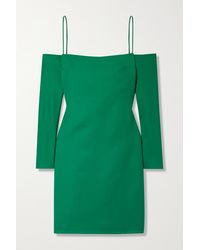 Emilia Wickstead Maida Schulterfreies Minikleid Aus Wolle - Grün