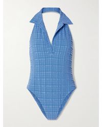 Lisa Marie Fernandez - Polo Seersucker Halterneck Swimsuit - Lyst