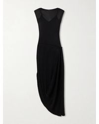 Balmain - Draped Mesh-Jersey Midi Dress - Lyst