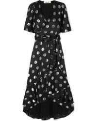 Diane von Furstenberg Sareth Kleid Aus Crêpe De Chine Aus Einer Seidenmischung Mit Fil Coupé In Wickeloptik - Schwarz