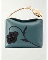 Erdem - Bloom Medium Bead-Embellished Embroidered Leather Clutch - Lyst