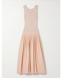 Proenza Schouler - Gene Pointelle-Knit Silk And Cotton-Blend And Pleated Cotton-Poplin Midi Dress - Lyst