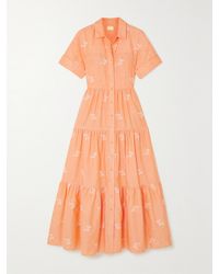 Erdem - Helena Oversized Tiered Embroidered Cotton-Blend Gauze Maxi Shirt Dress - Lyst