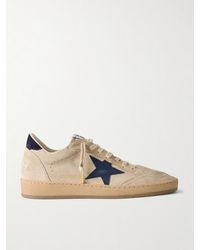 Golden Goose - Ball Star Distressed Leather-Trimmed Suede Sneakers - Lyst