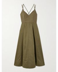 La Ligne - Pleated Organic Cotton-Blend Poplin And Cotton Midi Dress - Lyst