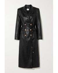Nanushka Malina Trenchcoat Aus Veganem Leder Mit Gürtel - Schwarz
