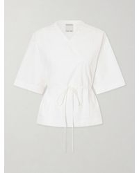 Calvin Klein - Lynn Cotton-Poplin Wrap Blouse - Lyst