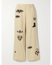 Alix Of Bohemia - Charlie Rye Embroidered Silk Flared Pants - Lyst