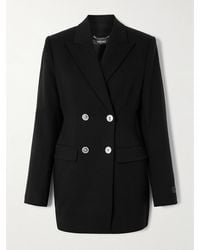 Versace - Double-Breasted Cut-Out Wool-Blend Grain De Poudre Mini Dress - Lyst