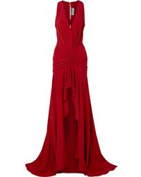 Silvia Tcherassi Dakota Ruched Silk Crepe De Chine Maxi Dress - Red