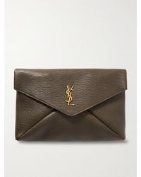 Saint Laurent - Cassandre Large Textured-Leather Clutch - Lyst