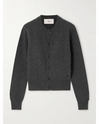 Ami Paris - Embroidered Cashmere And Wool-Blend Cardigan - Lyst