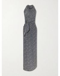 Cortana - Corallo Printed Silk-Satin Midi Dress - Lyst