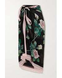 Dolce & Gabbana Floral-print Silk-crepon Pareo - Black